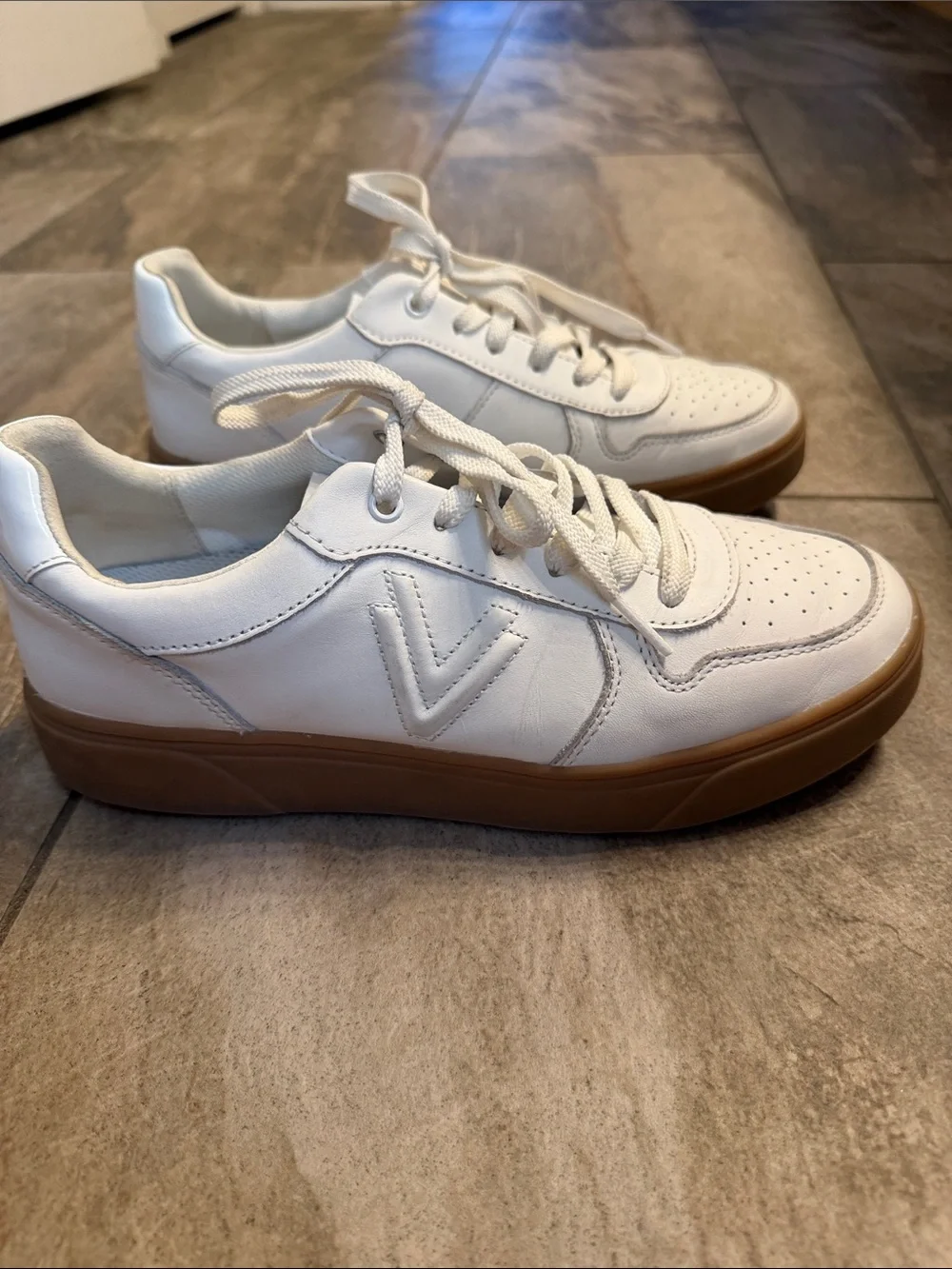 Vionic White Leather Sneakers with Gum Sole
